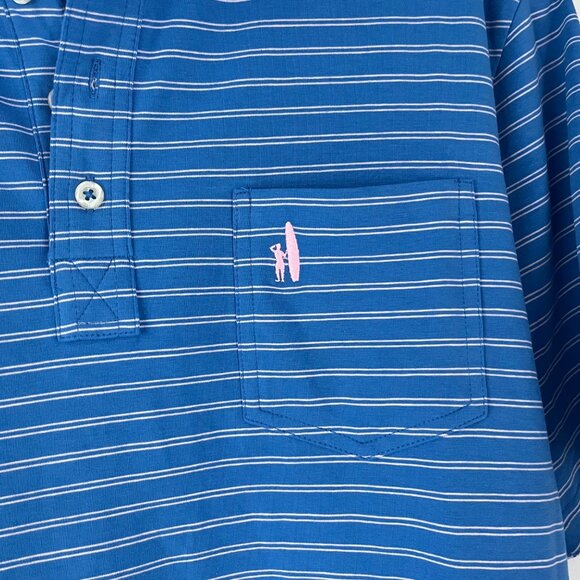 Johnnie O Hangin Out Blue Pink Striped Performance Polo Shirt Small Cotton - Picture 5 of 8